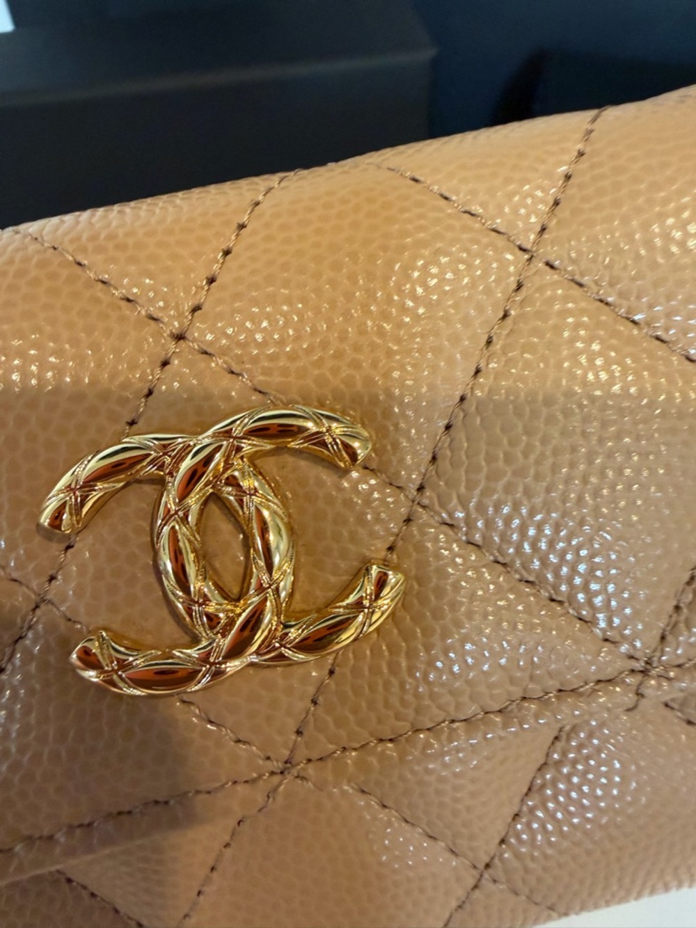 CHANEL Quilted Caviar Leather Wallet in Tan  CC 2026 ⭐️latest collection ❤️‍🔥 - Picture 10 of 14